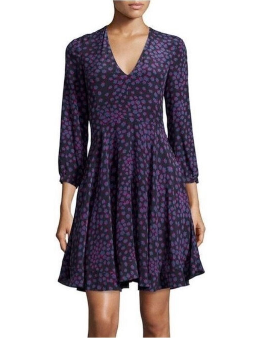 Rebecca Taylor Purple Silk Floral Dress - Size 0